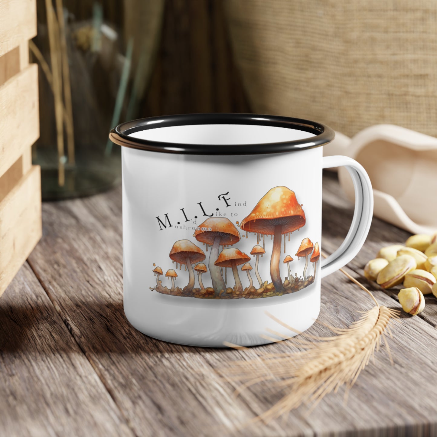 Mushrooms I'd Like to Find - Enamel Coated Metal Camping Cup